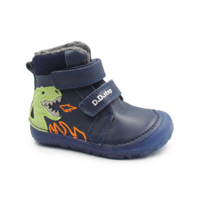 Buty Na Zimę Dla Chłopca Ocieplane Dinozaur Barefoot DD STEP W073-52943 Royal Blue