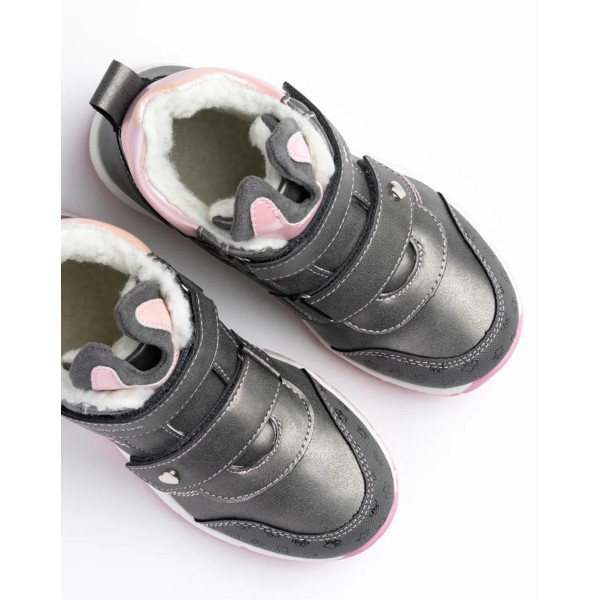 Zimowe Buty Dla Dziewczynek Na Rzep Ocieplane Wojtyłko1Z26090 Szary