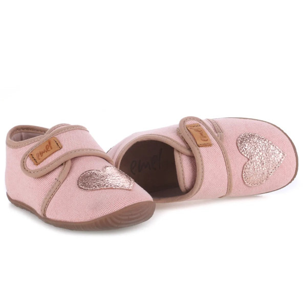 Różowe Kapcie Dla Dziewczynek Do Szkoły i Przedszkola z Serduszkiem Emel ek5000a-24