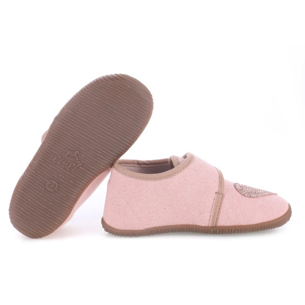 Różowe Kapcie Dla Dziewczynek Do Szkoły i Przedszkola z Serduszkiem Emel ek5000a-24