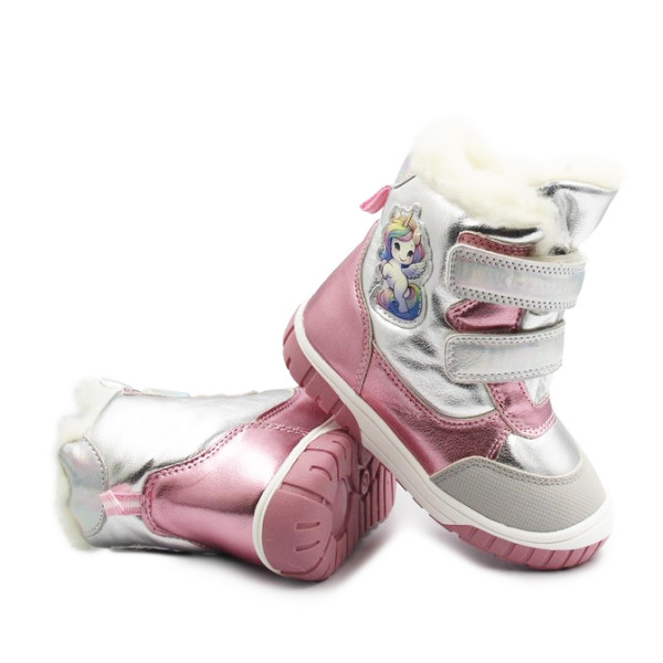 Śniegowce Dla Dziewczynki z Jednorożcem Srebrny Róż Wojtyłko 1ZŚ26116