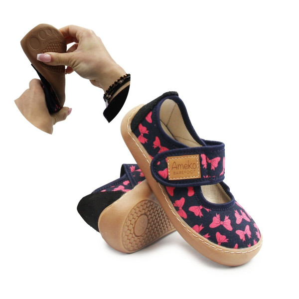Kapcie Dla Dziewczynki Barefoot Ameko Noel Kokardki