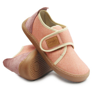 Kapcie Dla Dziewczynek na Rzep Barefoot Ameko Piko Brownrose