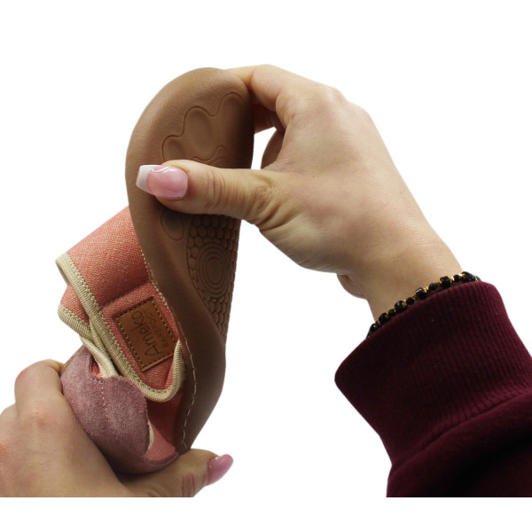 Kapcie Dla Dziewczynek na Rzep Barefoot Ameko Piko Brownrose