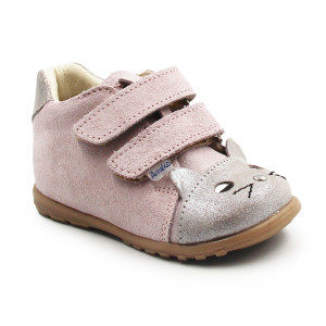 Buty Na Wiosnę Dla Dziewczynki Różowe z Kotkiem Ameko Kiti Pudrowy Pyłek