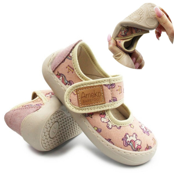 Kapcie Dla Dziewczynki w Jednorożce Barefoot Ameko Noel Unicorn