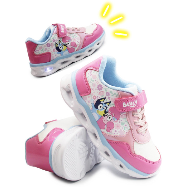 Różowe Buty Dla Dziewczynki na Wiosnę Świecąca Podeszwa LED Bluey Bartek 87042-15