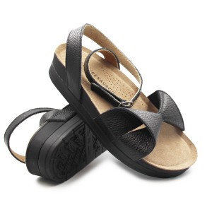 Damskie Sandały z Kokardą Czarne Zapinane na Nodze Batz Summer Geisha