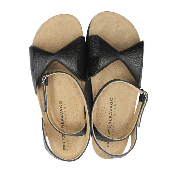 Damskie Sandały z Kokardą Czarne Zapinane na Nodze Batz Summer Geisha