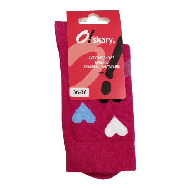 Damskie Skarpety Różowe w Serduszka 36-38 O!skary