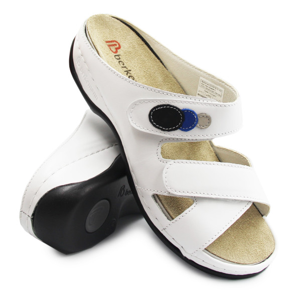 Białe Klapki Damskie Do Pracy Skórzane Berkemann Felia 01023-101