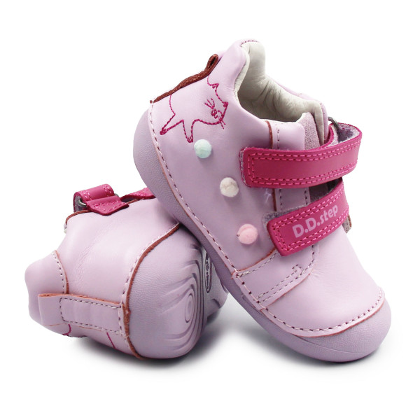 Fioletowe Buty Dla Dziewczynek Na Wiosnę z Kotkiem DD STEP S015-61267 Daisy Pink