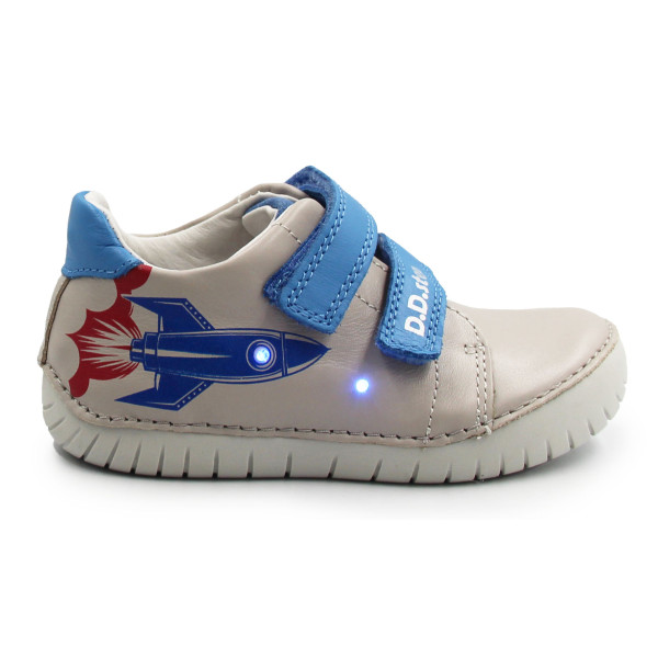 Półbuty Dla Chłopca Wiosenne Świecące Elementy LED Szare DD STEP S050-61691AM Dove Grey