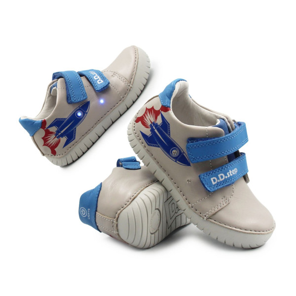 Półbuty Dla Chłopca Wiosenne Świecące Elementy LED Szare DD STEP S050-61691AM Dove Grey