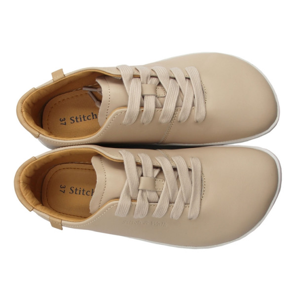 Barefoot buty na wiosnę dla kobiet Stitch&Walk S088-61943 cream