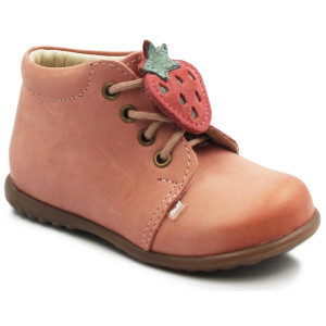 Trzewiki z truskawką dla dziewczynki do nauki chodzenia Emel es 562l-1