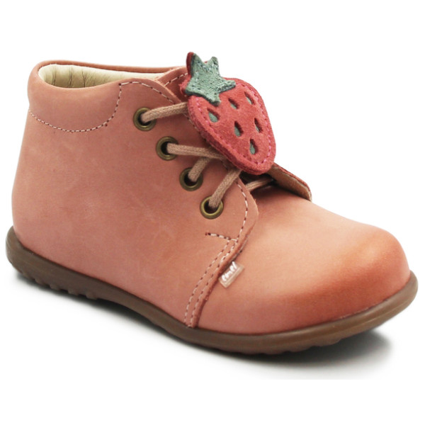 Trzewiki z truskawką dla dziewczynki do nauki chodzenia Emel es 562l-1