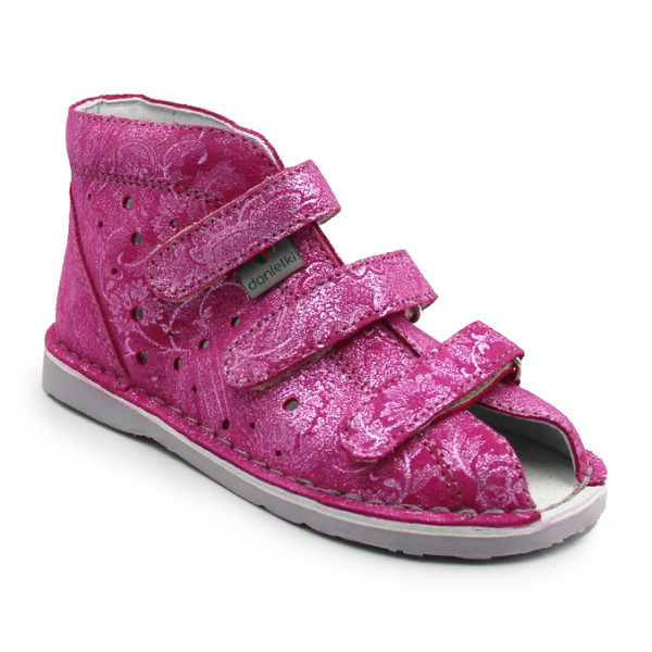 Kapcie profilaktyczne z obcasem Thomasa dla dziewczynki brokatowe Danielki t125l