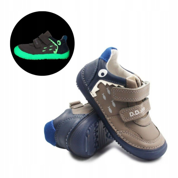 Chłopięce Buty Na Wiosnę Barefoot Brązowe Świecące w Ciemności DD STEP S063-52328AM+ Chocolate