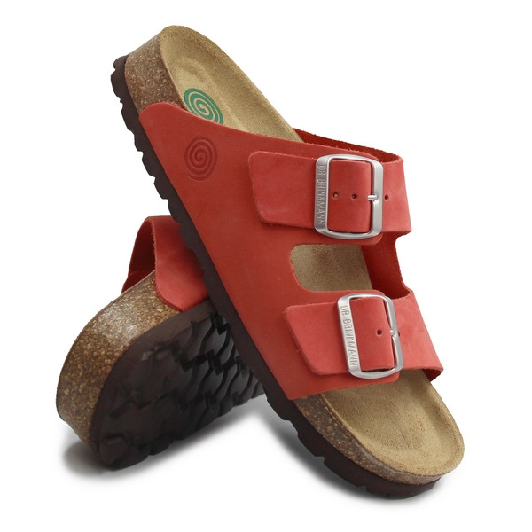 Czerwone klapki ze skóry naturalnej dla kobiet Dr Brinkmann 700696-04