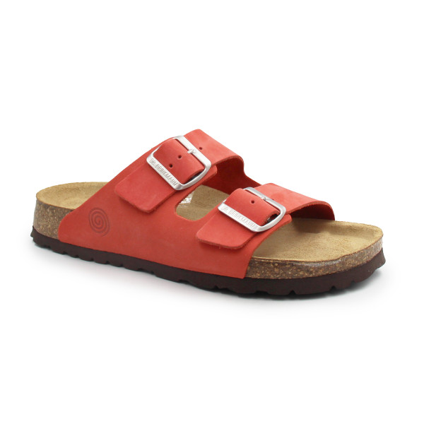 Czerwone klapki ze skóry naturalnej dla kobiet Dr Brinkmann 700696-04