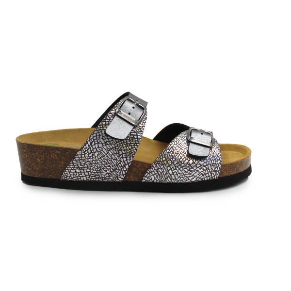 Klapki damskie na wakacje z metalicznym wzorem Dr Brinkmann 701164-09