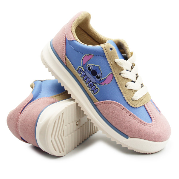 Półbuty Dla Dziewczynek na Wiosnę Stitch Różowo Niebieskie Bartek 87033-25