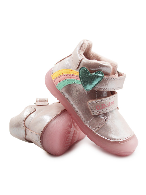 Różowe Buty Dla Dziewczynki na Jesień Świecące w Ciemności Ocieplane DD STEP A082-62750AM Rose Gold