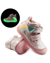 Różowe Buty Dla Dziewczynki na Jesień Świecące w Ciemności Ocieplane DD STEP A082-62750AM Rose Gold
