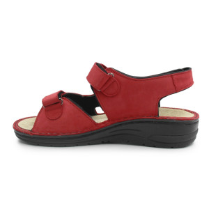 Czerwone zabudowane sandały dla seniorek szerokie Berkemann Lisabella 03121-234