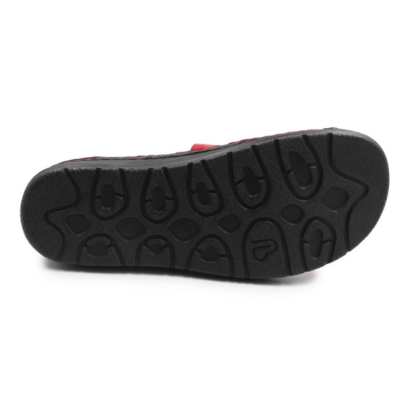 Czerwone zabudowane sandały dla seniorek szerokie Berkemann Lisabella 03121-234