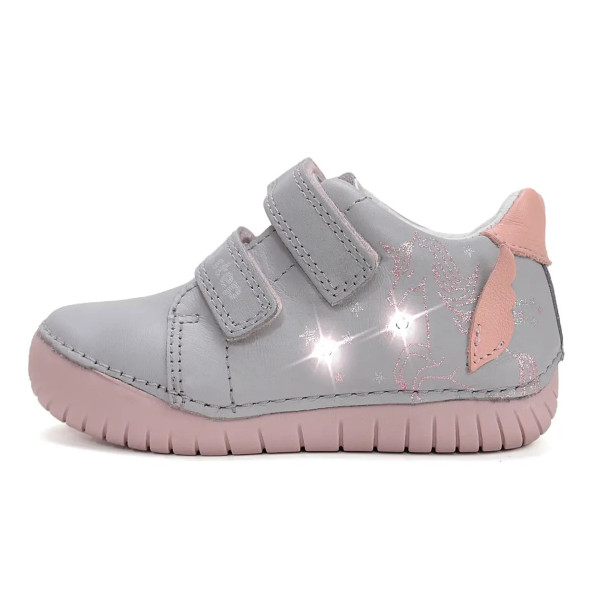 Buty Dla Dziewczynki Wiosenne Świecące LED z Jednorożcem DD STEP S050-61970 Dove Grey