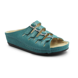 Klapki damskie na koturnie ze skóry naturalnej Berkemann Hassel 00737-376