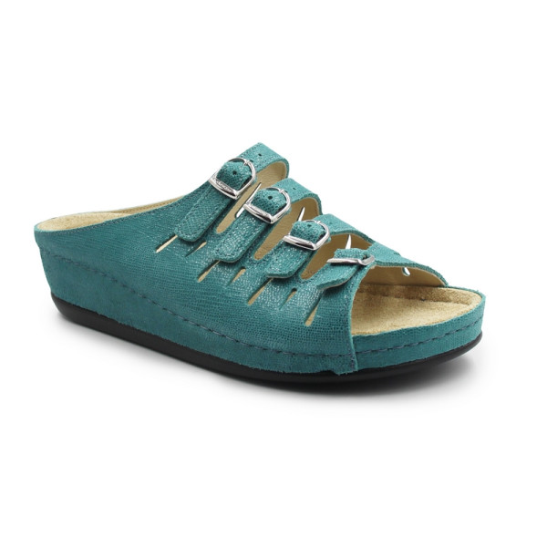 Klapki damskie na koturnie ze skóry naturalnej Berkemann Hassel 00737-376