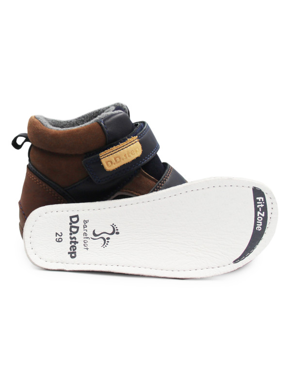 Ocieplane Buty na Jesień dla Chłopca Barefoot na Rzep DD STEP A116-62911ALZ Chocolate