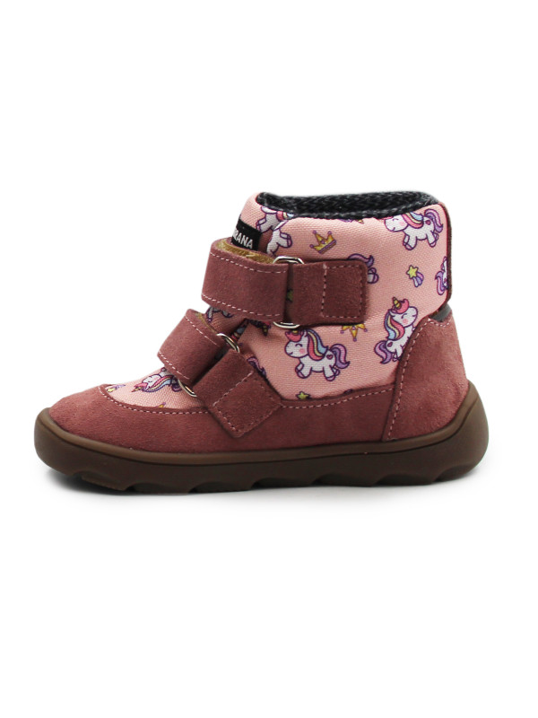 Buty Ocieplane Na Jesień Dla Dziewczynek w Jednorożce Barefoot + Wkładka Termoizolacyjna Ameko Elon Unicorn