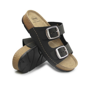 Czarne Klapki Damskie Na...