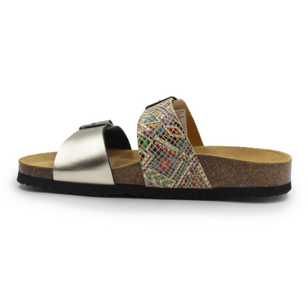 Klapki damskie złote do pracy na lato Dr Brinkmann 700067-82