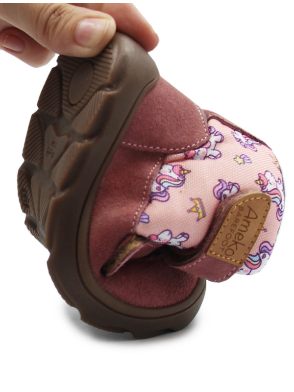 Buty Ocieplane Na Jesień Dla Dziewczynek w Jednorożce Barefoot + Wkładka Termoizolacyjna Ameko Elon Unicorn