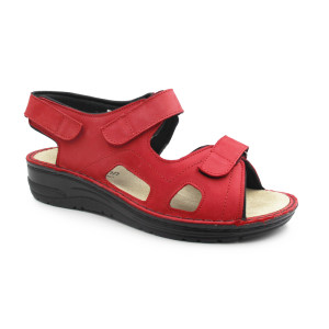Czerwone sandały dla seniorek na lato skóra naturalna Berkemann Lisabella 03121-234