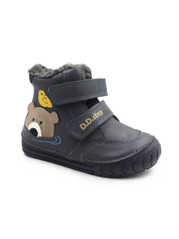 Buty Dla Chłopczyka Zimowe Ocieplane na Rzep z Misiem DD STEP W029-62556 Royal Blue