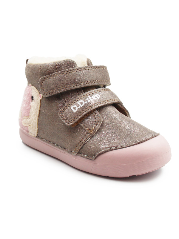Zimowe Buty Dla Dziewczynki Ocieplane na Rzep DD STEP W066-62479C Chocolate