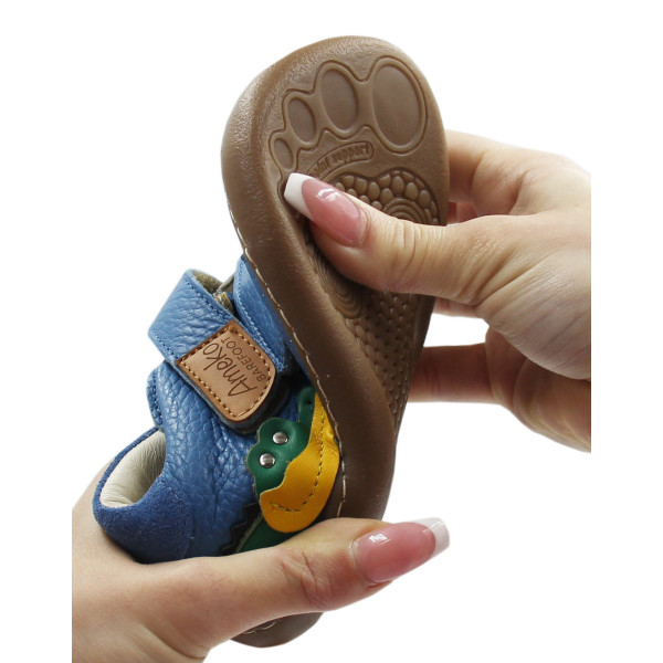 Buty Na Wiosnę Dla Chłopca Niebieskie Barefoot Ameko Otis Croco-Blue