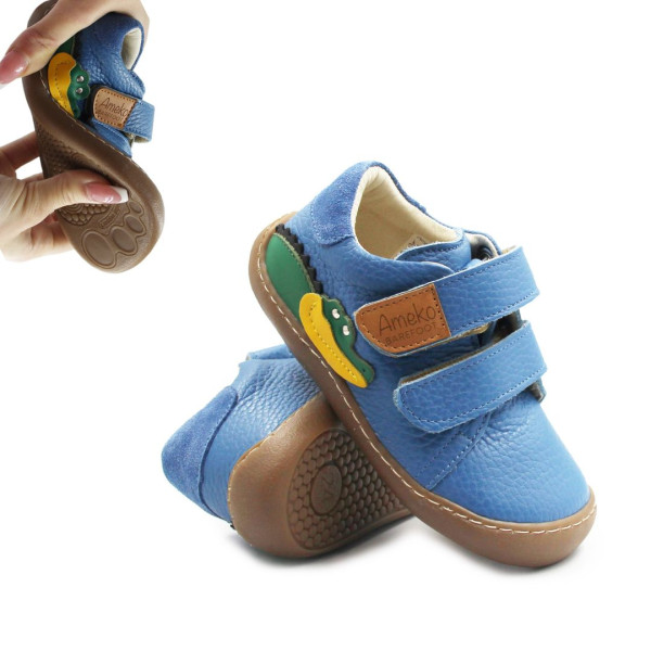 Buty Na Wiosnę Dla Chłopca Niebieskie Barefoot Ameko Otis Croco-Blue