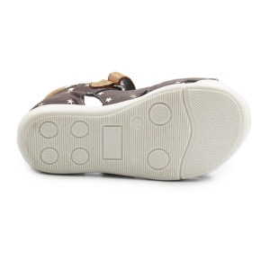 Sandały Buty Mido 162 szary-gwiazdki Dziewczęce Sandały na Rzep - Złote wstawki