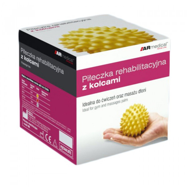 Piłeczka Rehabilitacyjna Z Kolcami Do Ćwiczeń Masażu Rehabilitacja Masaż Stóp Armedical 9cm Czerwona
